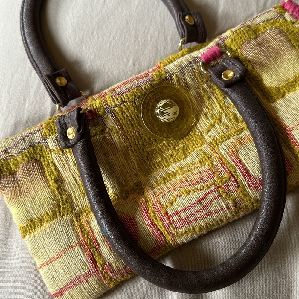 Funky handbag with leather handles
